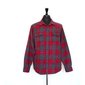 NEW! Orvis Heavy Weight Flannel Shirt Shacket Long Sleeve Red Gray SZ L